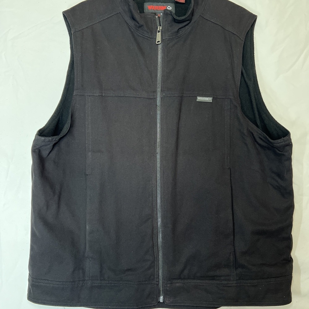 Wolverine Vest Men‎ XLarge Black Canvas Fleece Lined Outdoor Workwear Pockets